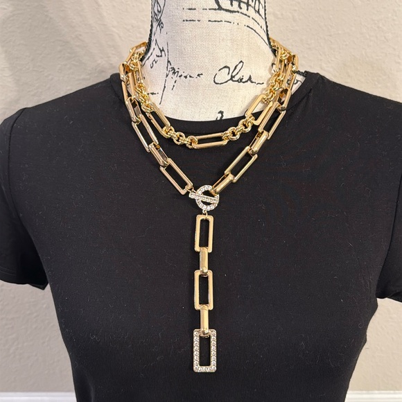 INC International Concepts Jewelry - INC International Pavé Link Gold Layered Lariat Necklace